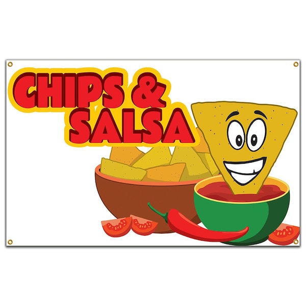 Chips & Salsa Banner Heavy Duty 13 Oz Vinyl with Grommets Single Sided